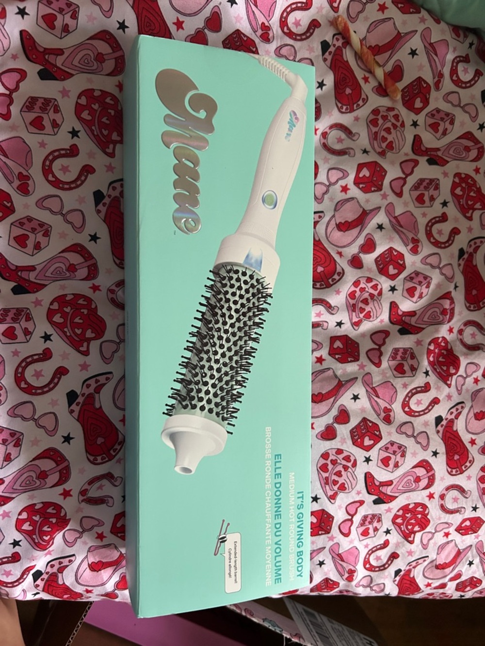 glam White and Black Hot Air Round Brush for Styling